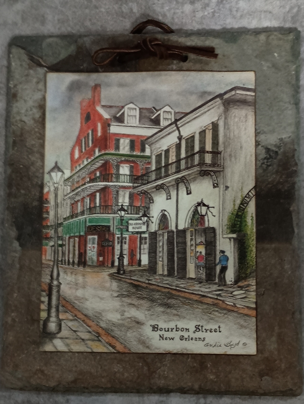 Bourbon Street New Orleans Slate Wall Art Plaque